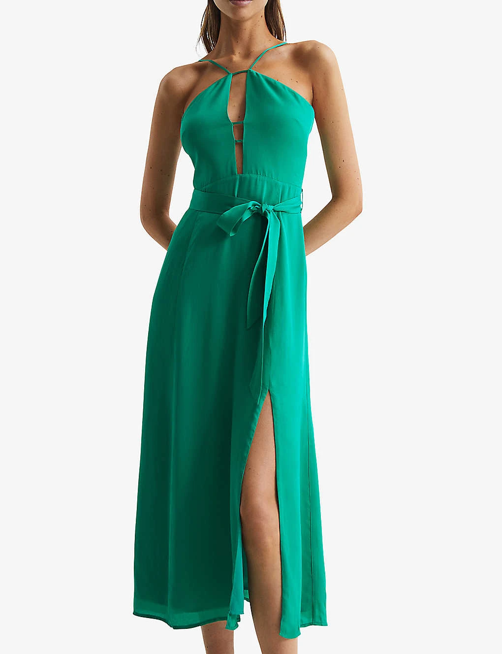 Reiss Arianna Plunge Halter-neck Woven Midi Dress 5 Reiss Arianna Plunge Halter-neck Woven Midi Dress - Image 3