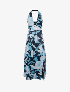 Reiss Kaia Floral-print Linen Midi Dress