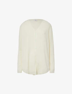 Reiss Penny V-neck Linen And Wool-blend Cardigan