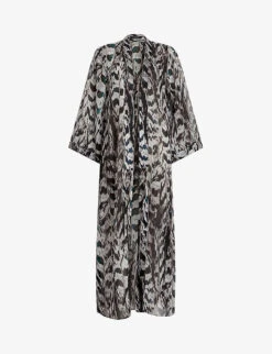AllSaints Carine Ines Graphic-print Recycled-polyester Kimono