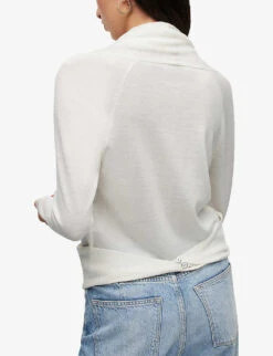 AllSaints Wasson Draped Merino-wool Cardigan -Reisi Clothing Shop R04087345 CHALKWHITE ALT03
