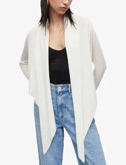 AllSaints Wasson Draped Merino-wool Cardigan -Reisi Clothing Shop R04087345 CHALKWHITE ALT04