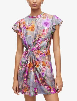 AllSaints Jemille Lucia Floral-print Woven Mini Dress -Reisi Clothing Shop R04087348 PEACEPINK ALT02