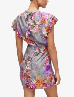 AllSaints Jemille Lucia Floral-print Woven Mini Dress -Reisi Clothing Shop R04087348 PEACEPINK ALT03