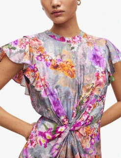 AllSaints Jemille Lucia Floral-print Woven Mini Dress -Reisi Clothing Shop R04087348 PEACEPINK ALT04