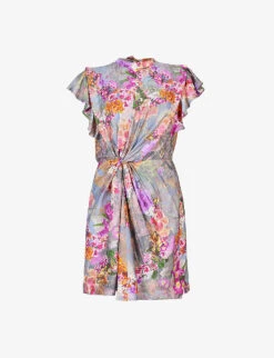 AllSaints Jemille Lucia Floral-print Woven Mini Dress
