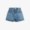 AllSaints Faye High-rise Raw-hem Denim Shorts -Reisi Clothing Shop R04087394 DARKINDIGOBL M