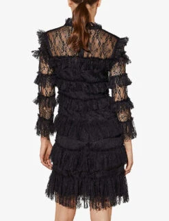 By Malina Carmine Tiered Lace Mini Dress -Reisi Clothing Shop R04087778 BLACK ALT02