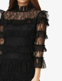 By Malina Carmine Tiered Lace Mini Dress -Reisi Clothing Shop R04087778 BLACK ALT03