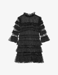 By Malina Carmine Tiered Lace Mini Dress