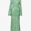 Dropped-hem Relaxed-fit Knitted Maxi Dress -Reisi Clothing Shop R04089684 GREEN M