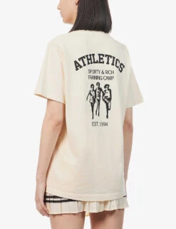 Athletics Graphic-print Cotton T-shirt -Reisi Clothing Shop R04090237 CREAMBLACK ALT03