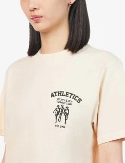 Athletics Graphic-print Cotton T-shirt -Reisi Clothing Shop R04090237 CREAMBLACK ALT04