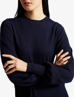 Ted Baker Essya Slouchy-fit Tie-front Knitted Midi Dress -Reisi Clothing Shop R04090494 DKBLUE ALT04