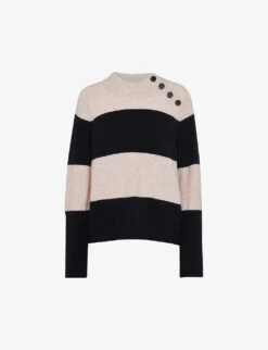 Whistles Button-neck Stripe Knitted Jumper