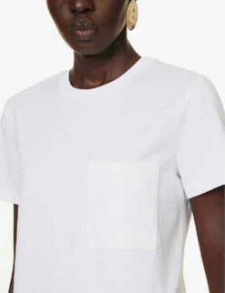 Max Mara Valido Logo-embroidered Cotton-jersey T-shirt -Reisi Clothing Shop R04091095 OPTICALWHITE ALT04