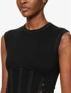 Dion Lee Corset Slim-fit Stretch-organic Cotton Top -Reisi Clothing Shop R04091339 BLACK ALT04