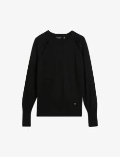 Ted Baker Raglan-sleeve Stitch-insert Knitted Jumper