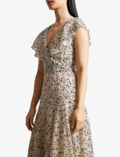 Ted Baker Taliar Floral-print Chiffon Midi Dress -Reisi Clothing Shop R04093073 NUDEPINK ALT02