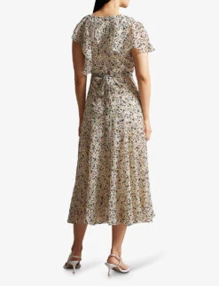 Ted Baker Taliar Floral-print Chiffon Midi Dress -Reisi Clothing Shop R04093073 NUDEPINK ALT03