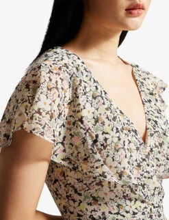 Ted Baker Taliar Floral-print Chiffon Midi Dress -Reisi Clothing Shop R04093073 NUDEPINK ALT04