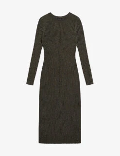Ted Baker Slim-fit Metallic-knitted Midi Dress