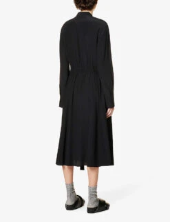Joseph Fairbaim Silk-crepe Shirt Dress -Reisi Clothing Shop R04095111 BLACK ALT03