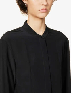 Joseph Fairbaim Silk-crepe Shirt Dress -Reisi Clothing Shop R04095111 BLACK ALT04