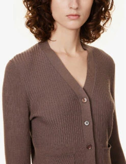 Joseph Ribbed Slim-fit Wool-blend Knitted Cardigan 11 Joseph Ribbed Slim-fit Wool-blend Knitted Cardigan -Reisi Clothing Shop R04095359 TRUFFLE ALT04