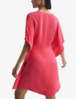 Reiss Peony Short-sleeve Woven Mini Wrap Dress -Reisi Clothing Shop R04095900 PINK ALT03