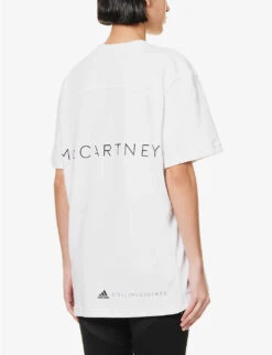 Adidas By Stella Mccartney Logo-print Relaxed-fit Organic Cotton And Recycled Polyester-blend T-shirt 10 Adidas By Stella Mccartney Logo-print Relaxed-fit Organic Cotton And Recycled Polyester-blend T-shirt -Reisi Clothing Shop R04096443 WHITE ALT03