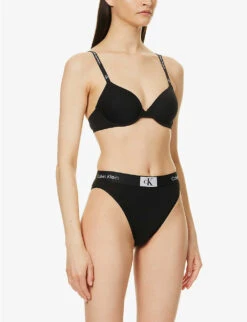 Calvin Klein 1996 Underwired Stretch-cotton Bra -Reisi Clothing Shop R04096757 BLACK ALT02