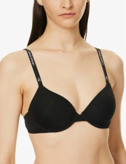 Calvin Klein 1996 Underwired Stretch-cotton Bra -Reisi Clothing Shop R04096757 BLACK ALT04