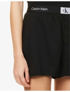 Calvin Klein 1996 Brand-patch Recycled Cotton-blend Sleep Shorts -Reisi Clothing Shop R04096765 BLACK ALT04