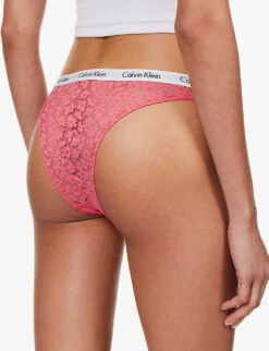 Calvin Klein Carousel Mid-rise Pack Of Three Stretch-lace Briefs -Reisi Clothing Shop R04097657 CERISEWHITEBLACK ALT03
