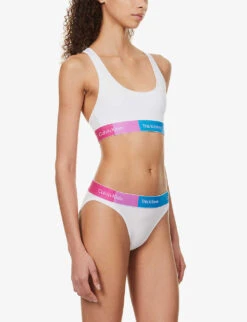 Calvin Klein This Is Love Branded-waistband Mid-rise Cotton-jersey Briefs -Reisi Clothing Shop R04097661 WHITE ALT01
