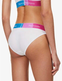 Calvin Klein This Is Love Branded-waistband Mid-rise Cotton-jersey Briefs -Reisi Clothing Shop R04097661 WHITE ALT03