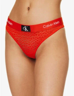 Calvin Klein Animal-print Stretch-lace Thong -Reisi Clothing Shop R04097688 HAZARD ALT02