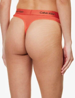 Calvin Klein 1996 Branded-waistband Stretch-cotton Thong -Reisi Clothing Shop R04097701 COOLMELON ALT03