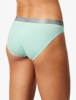 Calvin Klein Radiant Branded-waistband Stretch-cotton Briefs -Reisi Clothing Shop R04097711 AQUABLUE ALT03