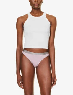 Calvin Klein Radiant Mid-rise Stretch-cotton Thong -Reisi Clothing Shop R04097713 HAPPYPURPLE ALT01