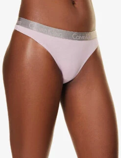 Calvin Klein Radiant Mid-rise Stretch-cotton Thong -Reisi Clothing Shop R04097713 HAPPYPURPLE ALT02