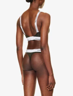 Calvin Klein Modern Branded-underband Stretch-cotton And Modal-blend Bralette -Reisi Clothing Shop R04097726 FIELDOLIVE ALT02