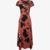 Reiss Floella Floral-print Round-neck Woven Midi Dress