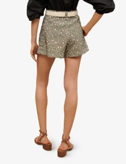 Maje Floral-print Mid-rise Woven Shorts -Reisi Clothing Shop R04101488 IMPRIME ALT03
