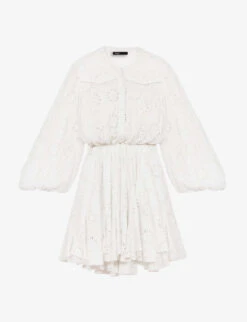Maje Broderie Anglaise-embroidered Woven Mini Dress