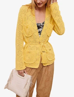 Maje Medina Patch-pocket Knitted Cardigan -Reisi Clothing Shop R04101528 JAUNESORANGES ALT02