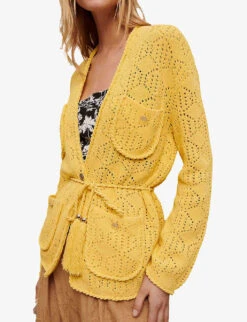 Maje Medina Patch-pocket Knitted Cardigan -Reisi Clothing Shop R04101528 JAUNESORANGES ALT04