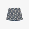 Maje Floral-embroidered Cotton-blend Shorts -Reisi Clothing Shop R04101554 BLEUS M