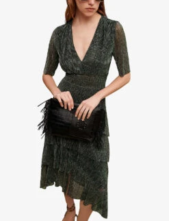 Maje Ruffled Tiered Woven Midi Dress -Reisi Clothing Shop R04101560 VERTS ALT04